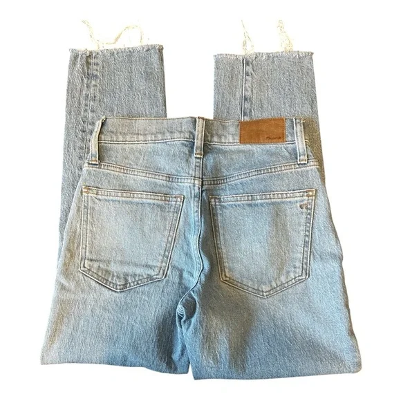 Madewell Women The Perfect Vintage Raw Hem Distressed Denim Blue Jeans Size 23P - Picture 4 of 7